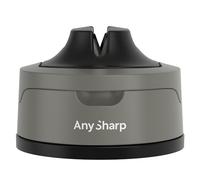 AnySharp Evo Aiguiseur de Couteaux, Sécurité Mains Libres, Ventouse PowerGrip, Aiguise en Toute Sécurité Tous les Couteaux de Cuisine, Idéal pour l'Acier Trempé & Dentelé, Le Meilleur au Monde, Gris