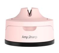 AnySharp Evo Aiguiseur de Couteaux, Sécurité Mains Libres, Ventouse PowerGrip, Aiguise en Toute Sécurité Tous les Couteaux de Cuisine, Idéal pour l'Acier Trempé & Dentelé, Rose