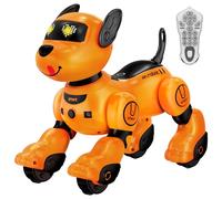 anysun Chien Robot, Jouet Chien Robot Rechargeable, Jouet Programmable avec Fonction Suiveur, Commandes Vocales, Télécommande, Détection Tactile, Cadeau de Noël Idéal pour Les Enfants (Gelb)