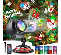 Anysun Projecteur Noel Exterieur, Projecteur Noel Interieur avec 20 Diapositives HD et 160 Motifs de Dessins Animés, Lumière Décorative Flocons de Neige avec Télécommande, Minuterie