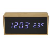 Anytime 39-1H-103 Réveil numérique LED Bambou Beige et Noir Affichage LED Blanc Grand modèle H7 x 4,2 x 15,2 cm