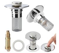 Anytin Lot de 2 filtres de vidange d'évier de salle de bain avec panier amovible en acier inoxydable, pour salle de bain, cuisine, lavabo de salle de bain