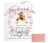 anyts Lot de 3 pièces composé d'un bracelet en forme de fer à cheval en forme de cœur, d'une carte de vœux allemande avec enveloppe, d'un sac de rangement en forme de cœur et d'un porte-bonheur pour