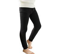 AnyuA Garçons Couleur Unie Élastique Chaud Pantalons Enfants Plus Velours Épaissir Leggings Noir 2 M