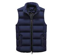 AnyuA - Gilet matelassé pour homme - Avec poches zippées - Doublure avec poche Velcro, | AA | bleu foncé, XXXXXL