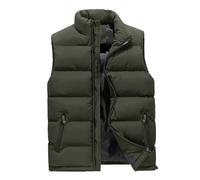 AnyuA Gilet matelassé pour homme avec poches zippées, doublure avec poche Velcro. - Vert - X-Large