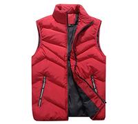 AnyuA Homme Doudoune Manteaux Sans Manches Blouson Zippée Imperméable Gilet Rouge L