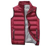AnyuA Homme Doudoune Manteaux sans Manches Blouson Zippée Slim Fit Gilet Rouge 3XL