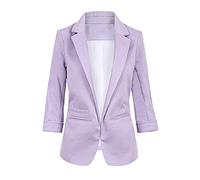 AnyuA Veste De Tailleur Slim Manteau Court Blazers pour Femme Violet S