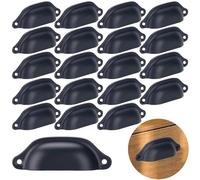 anyuan boy 20 Pièces Poignées de tiroir vintage en fer et coquillage noir pour cabinet, tiroir, armoire à pharmacie