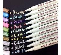 ANYUKE Stylo Paillette,10 Couleurs Marqueur Métalliques Feutres pour Scrapbooking, DIY Album, Papier, Galets noirs, Verre 1mm Stylo Peinture, Stylo couleur Ecrire sur Toute la Surface