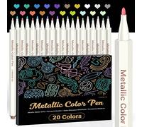 ANYUKE Stylo Paillette,20 Couleurs Marqueur Métalliques Feutres pour Scrapbooking, DIY Album, Papier, Galets noirs, Verre 1mm Stylo Peinture, Stylo couleur Ecrire sur Toute la Surface
