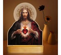 Anywin Lot de 2 veilleuses chrétiennes pour femmes, hommes, enfants, pour prière, baptême, première communion, cœur sacré de Jésus