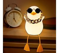 Anywin Veilleuse en forme de canard Hip Hop, canard en silicone avec lunettes de soleil et chaîne dorée, rechargeable par USB avec minuterie et variateur d'intensité, cadeau de style urbain cool pour