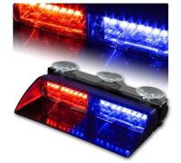 Anzene Lot de 16 lumières stroboscopiques à LED haute intensité avec ventouses pour toit intérieur/tableau de bord/pare-brise (blanc/ambre) (rouge/bleu)