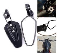 Anzene Universel 7/8" Rétroviseurs Ovale CNC Billet En Aluminium Guidon Fin Miroirs Anti Réverbère Rétroviseur Latéral Réversible Convexe (Noir)