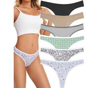 Anzermix sous-vêtement Simple et Comfortable Tanga Coton pour Femmes Lot de 6 (6PK Floral Dots Combo, S)