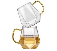 ANZHAN Lot de 2 tasses à café en verre borosilicate résistant à la chaleur pour cappuccino, expresso, thé, lait, jus, bière et boissons chaudes/froides 300 ml