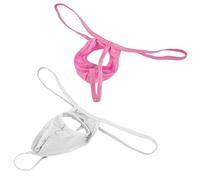 Anzhee Lot de 1 à 2 strings sexy pour homme - Sous-vêtements ouverts à l'avant - String - Mankini, Blanc + rose., taille unique