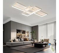 ANZHUANG Lustre Moderne, Plafonnier LED Salon Rectangulaire, Lampe Plafonnier LED Dimmable en Métal Acrylique, Plafonnier Salon Design avec Telecommande,Blanc,90 * 50CM/80W