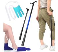 Anziehhilfe pour chaussettes, aide pour enfiler facilement sans se pencher, aide avec chausse-pieds réglable et rallongé, grattoir pour le dos pour seniors, personnes handicapées et femmes enceintes