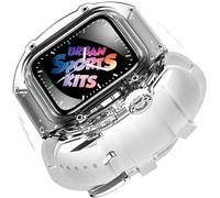 ANZOAT Boîtier de montre Glacier transparent + bracelet en silicone Urban Sport Mod Kit pour Apple Watch Ultra 8 49 mm 7 45 mm 6 5 4 SE 44 mm Series Bracelet de montre en caoutchouc, 44MM, Acétate