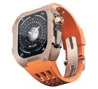 ANZOAT Bracelet de montre en alliage de titane, bracelet en caoutchouc, pour Apple Watch 7 8 45 mm, accessoires de rechange pour montre en silicone, kit de modification du boîtier en métal, 45MM