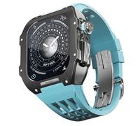 ANZOAT Bracelet de montre en alliage de titane, bracelet en caoutchouc, pour Apple Watch 7 8 45 mm, accessoires de rechange pour montre en silicone, kit de modification du boîtier en métal, 45MM