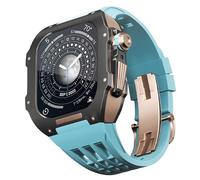 ANZOAT Bracelet de montre en alliage de titane, bracelet en caoutchouc, pour Apple Watch 7 8 45 mm, accessoires de rechange pour montre en silicone, kit de modification du boîtier en métal, 45MM