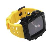 ANZOAT Bracelet de montre en caoutchouc avec boîtier en métal pour Apple Watch 44 mm 45 mm Series 9 8 7 SE 6 5 4 Watch Remplacement de luxe Sport Watch Bezel Band Accessoires, 45mm, Acétate, Pas de