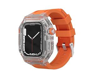 ANZOAT Bracelet de montre transparent en caoutchouc fluoré pour Apple Watch 8 7 6 SE 5 4 44 mm 45 mm 41 mm 40 mm Remplacement par outil, 41mm, Acétate, Pas de pierre précieuse