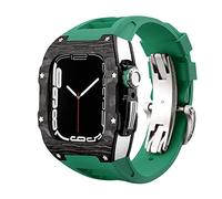 ANZOAT Ensemble de bracelet de luxe en alliage de fibre de carbone pour Apple Watch Series 8, 45 mm, bracelet en caoutchouc, kit de modification de lunette pour iWatch 9 8 7 6 5 4 SE 44 mm 45 mm, 44mm