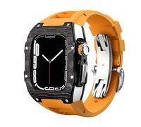 ANZOAT Ensemble de bracelet de luxe en alliage de fibre de carbone pour Apple Watch Series 8, 45 mm, bracelet en caoutchouc, kit de modification de lunette pour iWatch 9 8 7 6 5 4 SE 44 mm 45 mm, 45mm