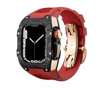 ANZOAT Ensemble de bracelet de luxe en alliage de fibre de carbone pour Apple Watch Series 8, 45 mm, bracelet en caoutchouc, kit de modification de lunette pour iWatch 9 8 7 6 5 4 SE 44 mm 45 mm, 44mm