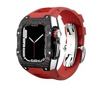ANZOAT Ensemble de bracelet de luxe en alliage de fibre de carbone pour Apple Watch Series 8, 45 mm, bracelet en caoutchouc, kit de modification de lunette pour iWatch 9 8 7 6 5 4 SE 44 mm 45 mm, 45mm