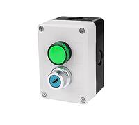 ANZOAT Interrupteur à bouton étanche à 2 trous 220 V avec voyant lumineux Interrupteur d'arrêt de l'industrie électrique (couleur : lumière verte avec clé)