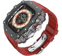 ANZOAT Kit de boîtier de montre transparent en fibre de carbone, pour Apple Watch Ultra 2 49 mm, bracelet de montre de luxe + boîtier de montre en fibre de carbone, pour iWatch Series 9/8/7/6/5/4/SE