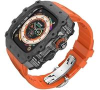 ANZOAT Kit de boîtier de montre transparent en fibre de carbone, pour Apple Watch Ultra 2 49 mm, bracelet de montre de luxe + boîtier de montre en fibre de carbone, pour iWatch Series 9/8/7/6/5/4/SE