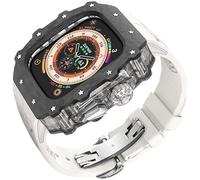 ANZOAT Kit de boîtier de montre transparent en fibre de carbone, pour Apple Watch Ultra 2 49 mm, bracelet de montre de luxe + boîtier de montre en fibre de carbone, pour iWatch Series 9/8/7/6/5/4/SE