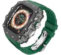 ANZOAT Kit de boîtier de montre transparent en fibre de carbone, pour Apple Watch Ultra 2 49 mm, bracelet de montre de luxe + boîtier de montre en fibre de carbone, pour iWatch Series 9/8/7/6/5/4/SE