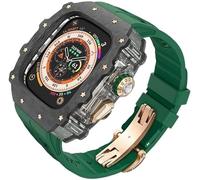 ANZOAT Kit de boîtier de montre transparent en fibre de carbone, pour Apple Watch Ultra 2 49 mm, bracelet de montre de luxe + boîtier de montre en fibre de carbone, pour iWatch Series 9/8/7/6/5/4/SE