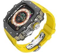 ANZOAT Kit de boîtier de montre transparent en fibre de carbone, pour Apple Watch Ultra 2 49 mm, bracelet de montre de luxe + boîtier de montre en fibre de carbone, pour iWatch Series 9/8/7/6/5/4/SE