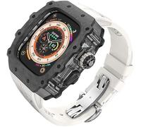ANZOAT Kit de boîtier de montre transparent en fibre de carbone, pour Apple Watch Ultra 2 49 mm, bracelet de montre de luxe + boîtier de montre en fibre de carbone, pour iWatch Series 9/8/7/6/5/4/SE