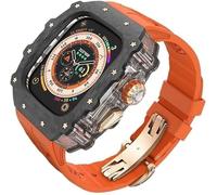 ANZOAT Kit de boîtier de montre transparent en fibre de carbone, pour Apple Watch Ultra 2 49 mm, bracelet de montre de luxe + boîtier de montre en fibre de carbone, pour iWatch Series 9/8/7/6/5/4/SE