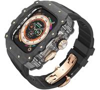ANZOAT Kit de boîtier de montre transparent en fibre de carbone, pour Apple Watch Ultra 2 49 mm, bracelet de montre de luxe + boîtier de montre en fibre de carbone, pour iWatch Series 9/8/7/6/5/4/SE