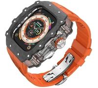 ANZOAT Kit de boîtier de montre transparent en fibre de carbone, pour Apple Watch Ultra 2 49 mm, bracelet de montre de luxe + boîtier de montre en fibre de carbone, pour iWatch Series 9/8/7/6/5/4/SE
