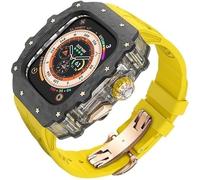 ANZOAT Kit de boîtier de montre transparent en fibre de carbone, pour Apple Watch Ultra 2 49 mm, bracelet de montre de luxe + boîtier de montre en fibre de carbone, pour iWatch Series 9/8/7/6/5/4/SE