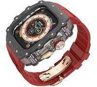 ANZOAT Kit de boîtier de montre transparent en fibre de carbone, pour Apple Watch Ultra 2 49 mm, bracelet de montre de luxe + boîtier de montre en fibre de carbone, pour iWatch Series 9/8/7/6/5/4/SE