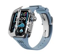 ANZOAT Kit de bracelet de montre de luxe en alliage de titane, pour Apple Watch Ultra 2 49 mm et bracelet de montre en silicone, pour iWatch Series 9 8 7 6 5 4 SE 45 mm, 45MM, Acétate, Pas de pierre