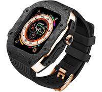 ANZOAT Kit de modification de boîtier de montre en fibre de carbone, pour Apple Watch Ultra 49 mm avec bracelet en silicone, boucle en métal anti-poussière, pour iWatch 8 7 6 5 4 SE 45/44 mm, 49mm